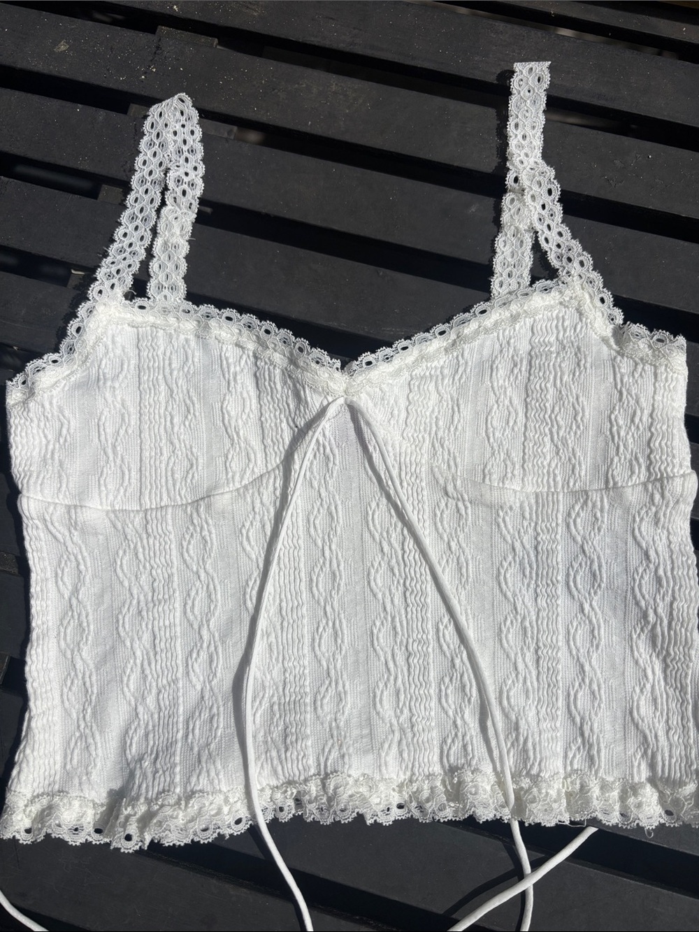 Edikted bright white lace top with adjustable straps